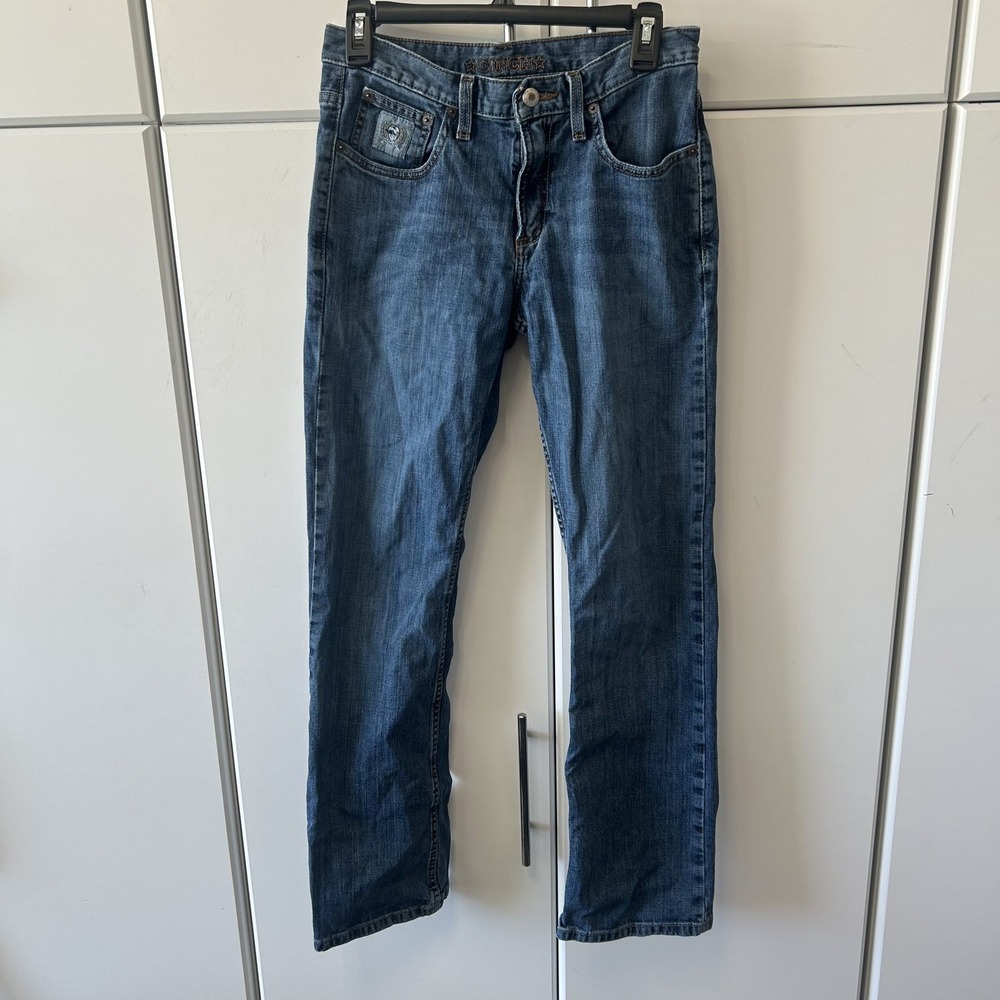 Cinch Mens Slim Straight Leg Blue Denim Jeans 28x32 Medium Wash Western Style